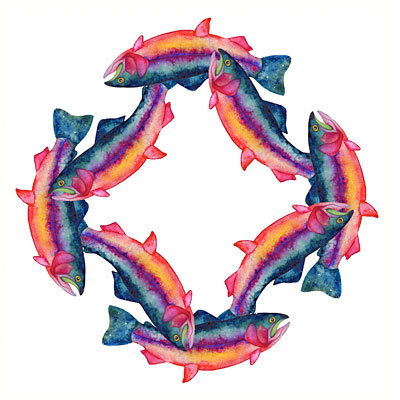 Rainbow Knot watercolor note cards